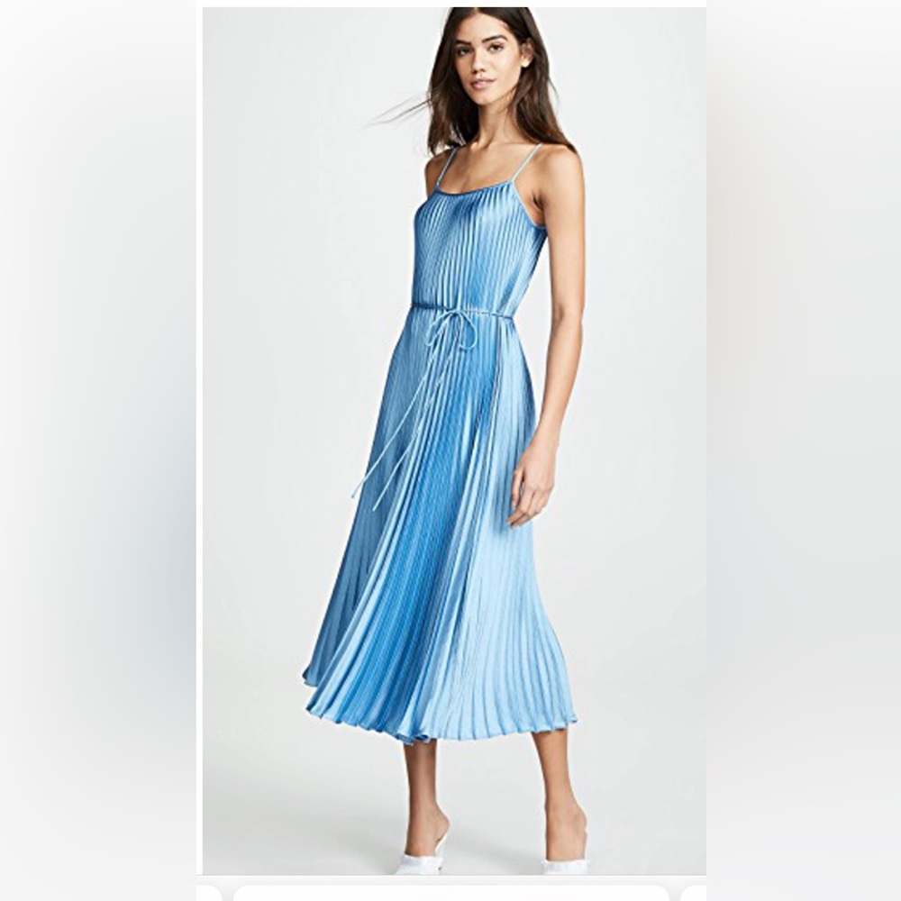 Vince Pleated Satin Midi Dress